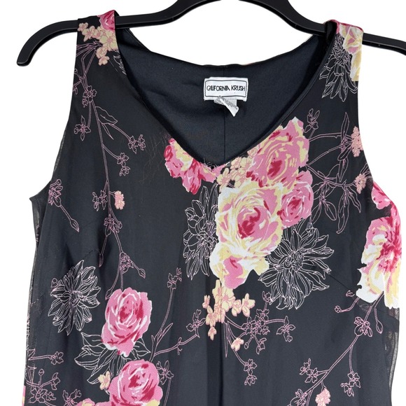 California Krush Vintage Floral Maxi Dress Women's Medium Y2K Dark Romantic Rose - Picture 3 of 12